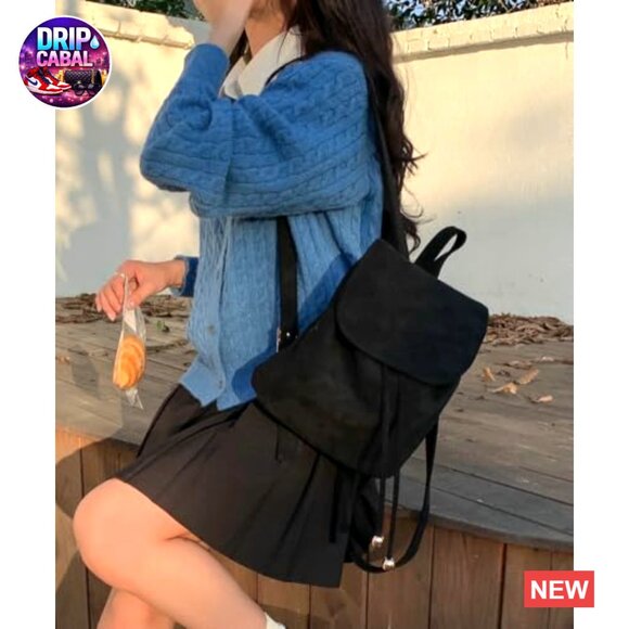 Faux Suede Mini Backpack Shoulder Bag Crossbody Flap Top Daypack Travel Purse main image 7